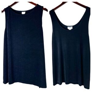 Lot (2) Chicos Travelers Tank Top Shirt Sz 3 (XL 1X 16 18) Black Slinky Knit